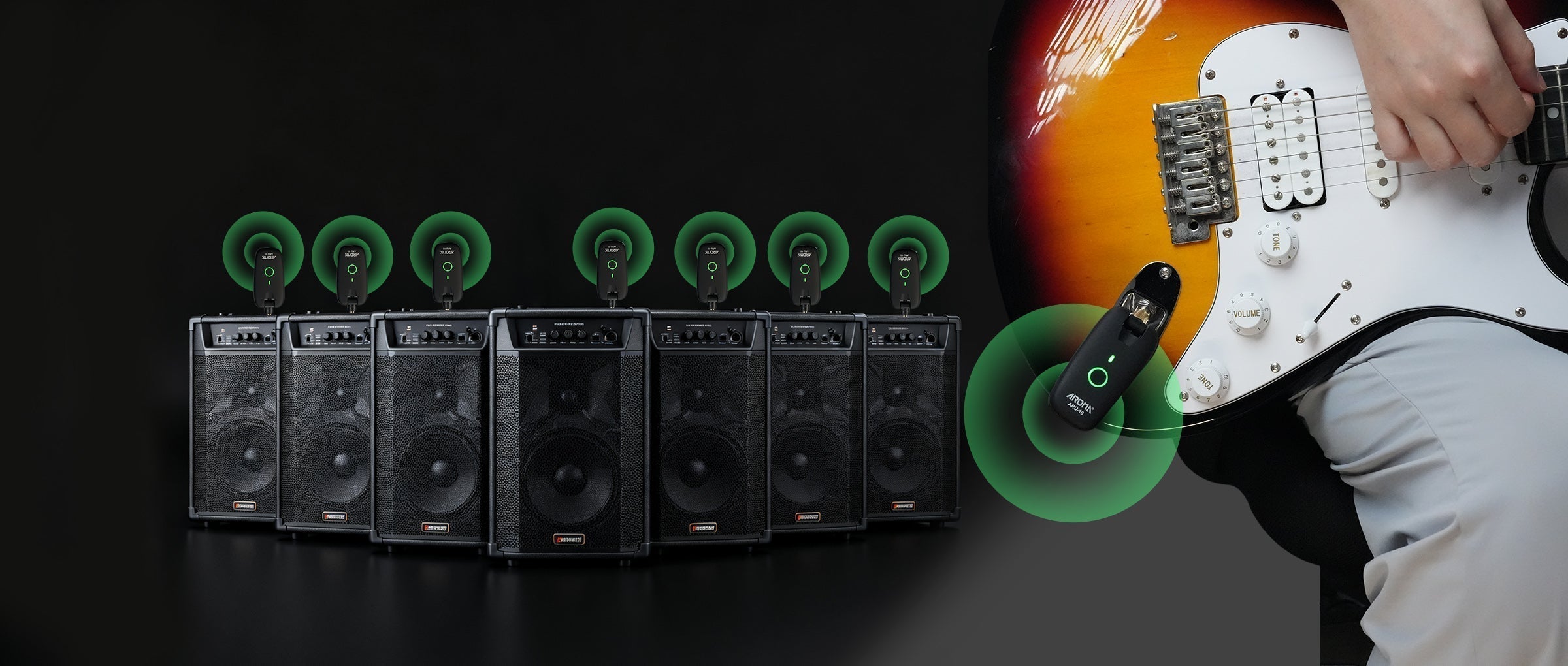 Play-Together-Stay-Interference-Free-Aroma-7-Channel-Wireless-Guitar-System Aroma Music