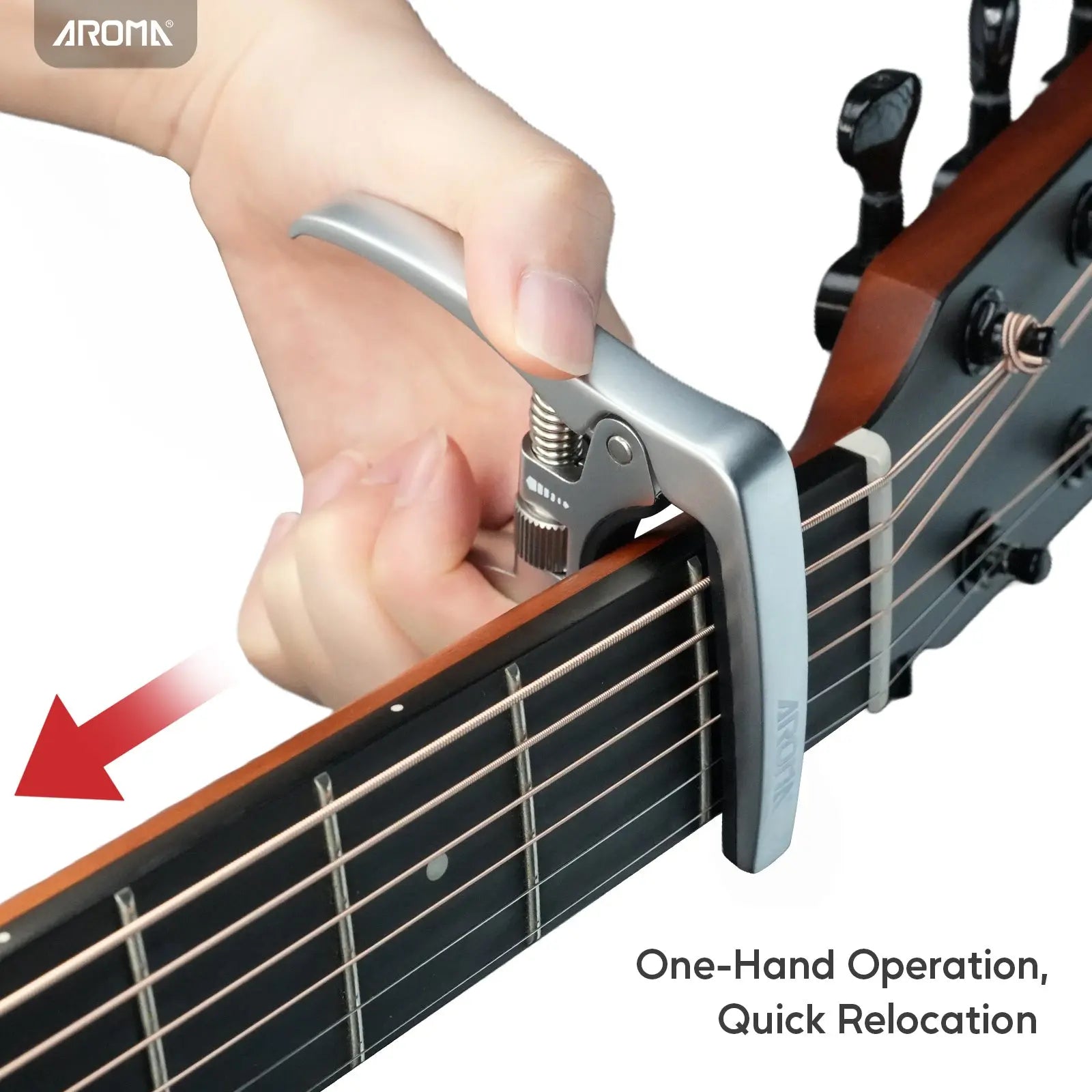 Aroma Professional Guitar Capo Trigger Tension Adjustable with Guitar Bridge Pin Puller for 6 Strings Acoustic and Electric Guitars AROMA