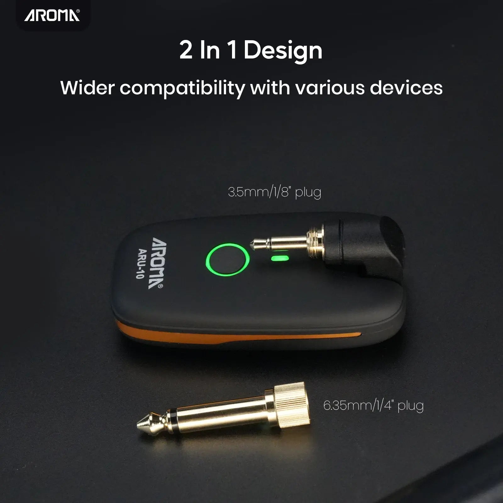 Aroma UHF Wireless Guitar System Rechargeable Audio Wireless Guitar Transmitter Receiver Support 7 Channels for Guitar Bass Electric Musical Instruments AROMA