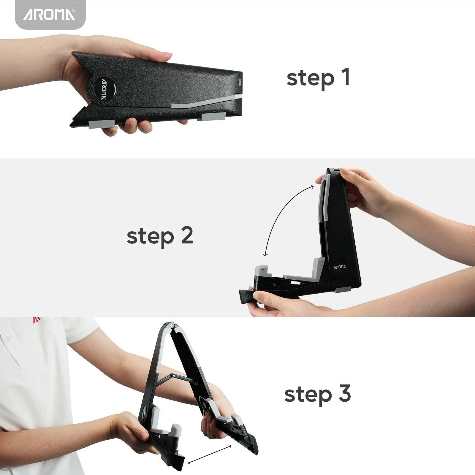 Aroma Folding Ukulele Stand with Non-Slip Base Adjustable Classic A-Frame Holder for Small Instruments Like Violin Ukulele Mandolin AROMA