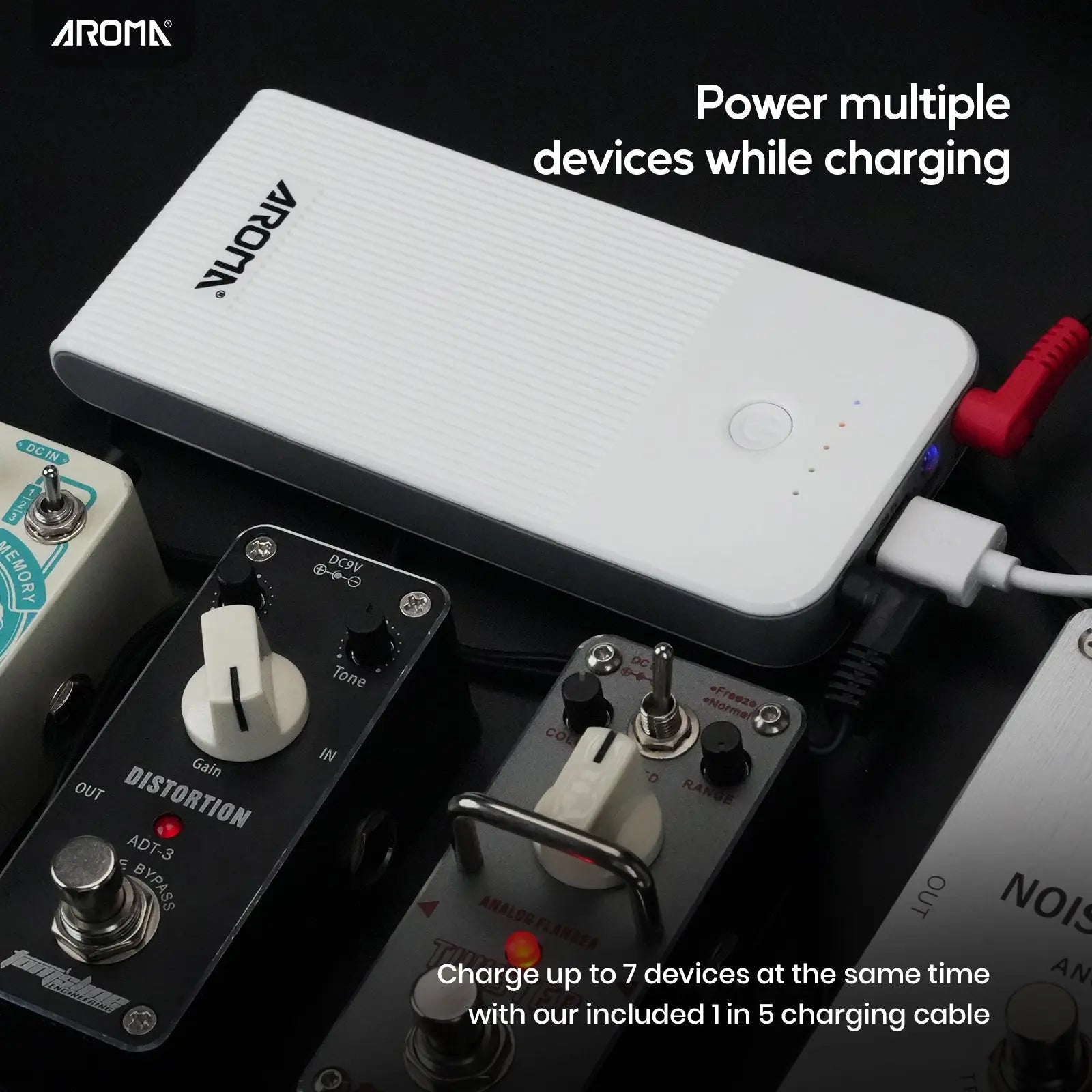 Aroma Guitar Pedal Battery Power Bank Supply Rechargeable with Built-In 10000mAh for 9V Effect Pedal and More Devices AROMA