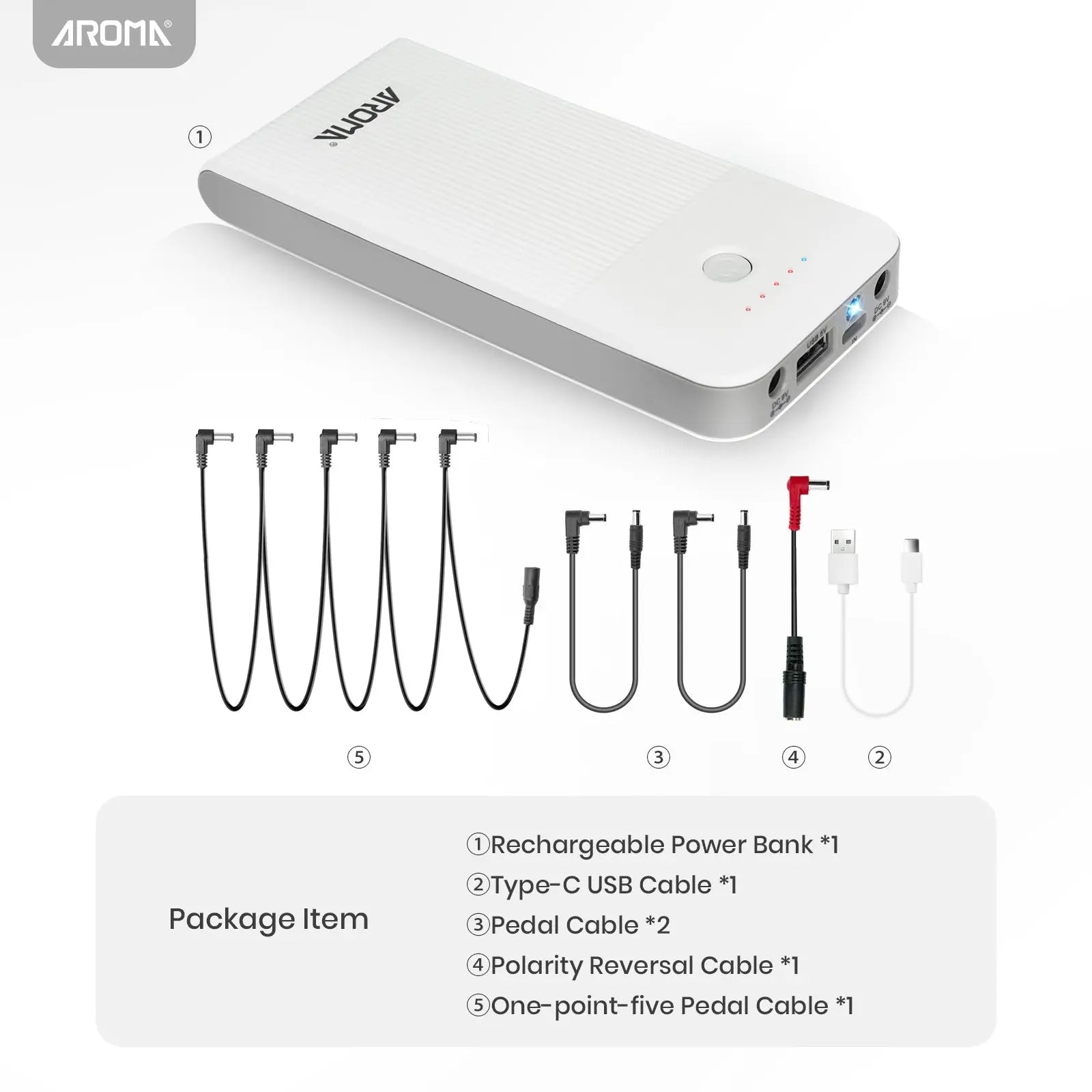 Aroma Guitar Pedal Battery Power Bank Supply Rechargeable with Built-In 10000mAh for 9V Effect Pedal and More Devices AROMA