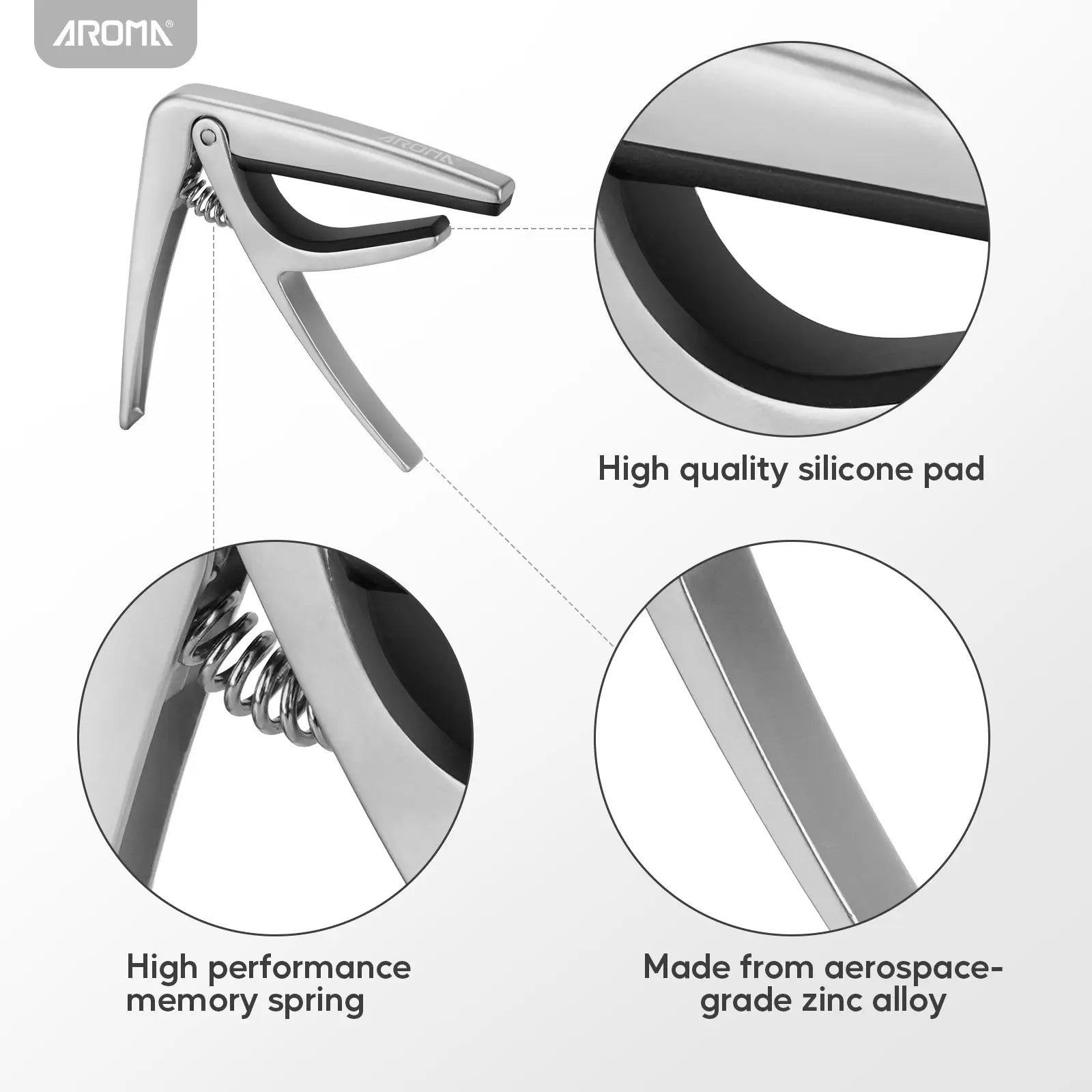 Aroma Guitar Capo for Classical Guitars with Steel Spring Trigger One Hand Quick Release Capo for Nylon Strings Wide Neck Guitars AROMA