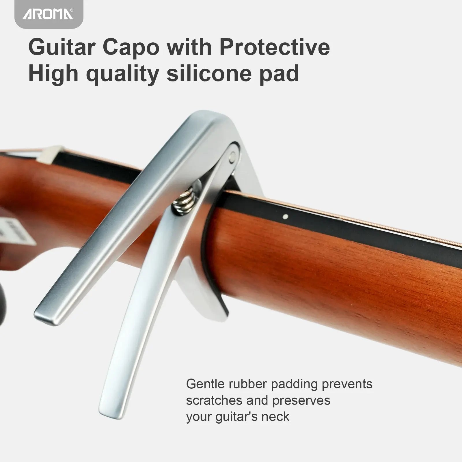 Aroma Guitar Capo for Classical Guitars with Steel Spring Trigger One Hand Quick Release Capo for Nylon Strings Wide Neck Guitars AROMA