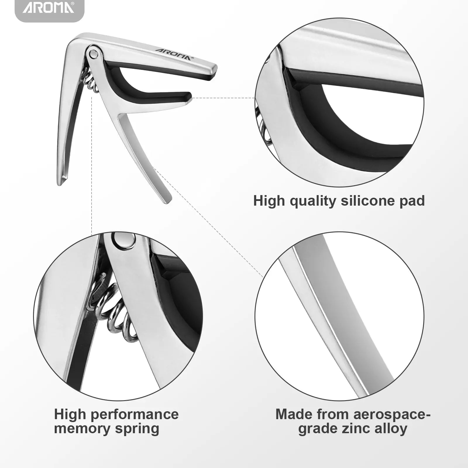 Aroma Ukulele Capo for 4 String Ukulele and Mandolin Mini Size Professional Capo Single Handed Quick Release Zinc Alloy AROMA