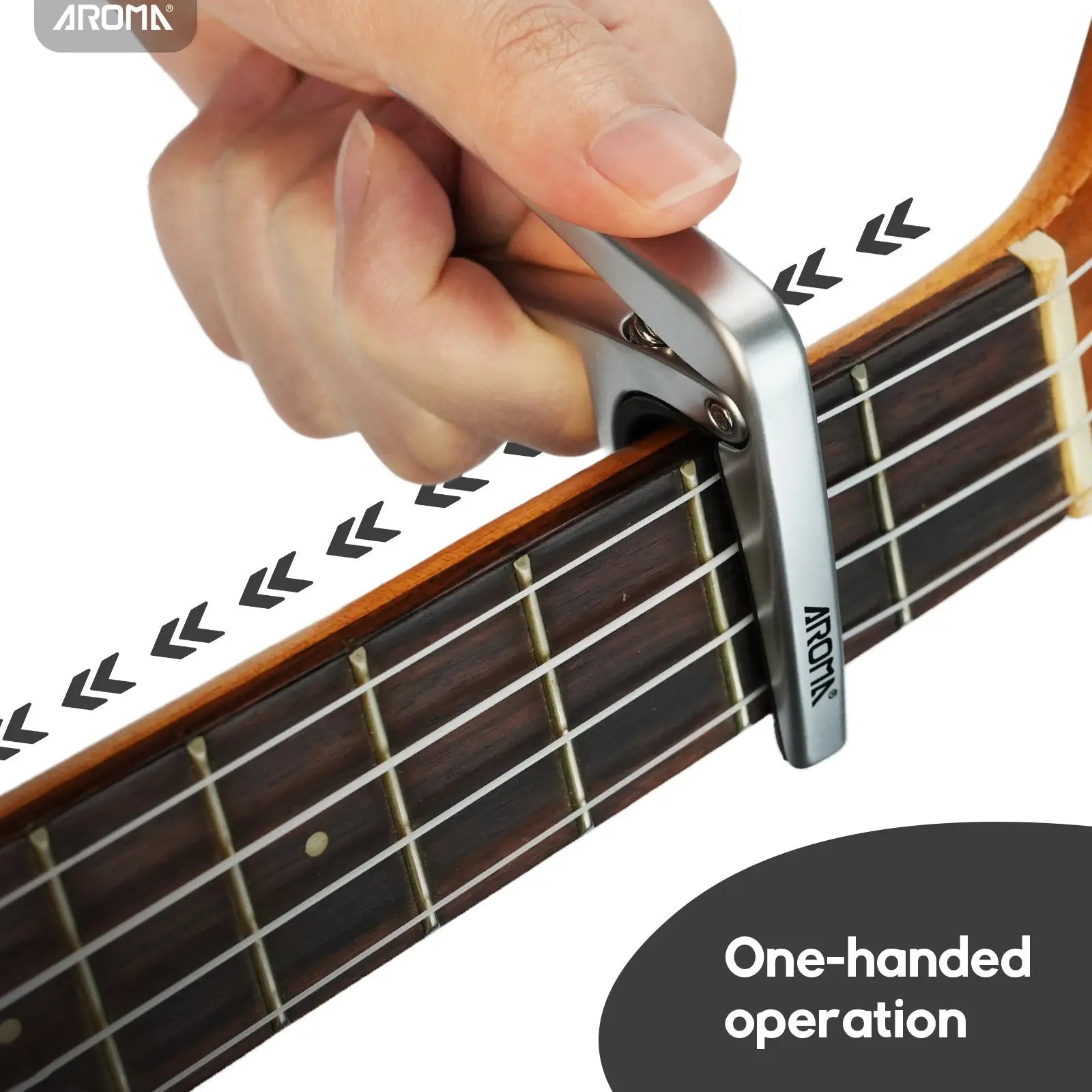Aroma Ukulele Capo for 4 String Ukulele and Mandolin Mini Size Professional Capo Single Handed Quick Release Zinc Alloy AROMA