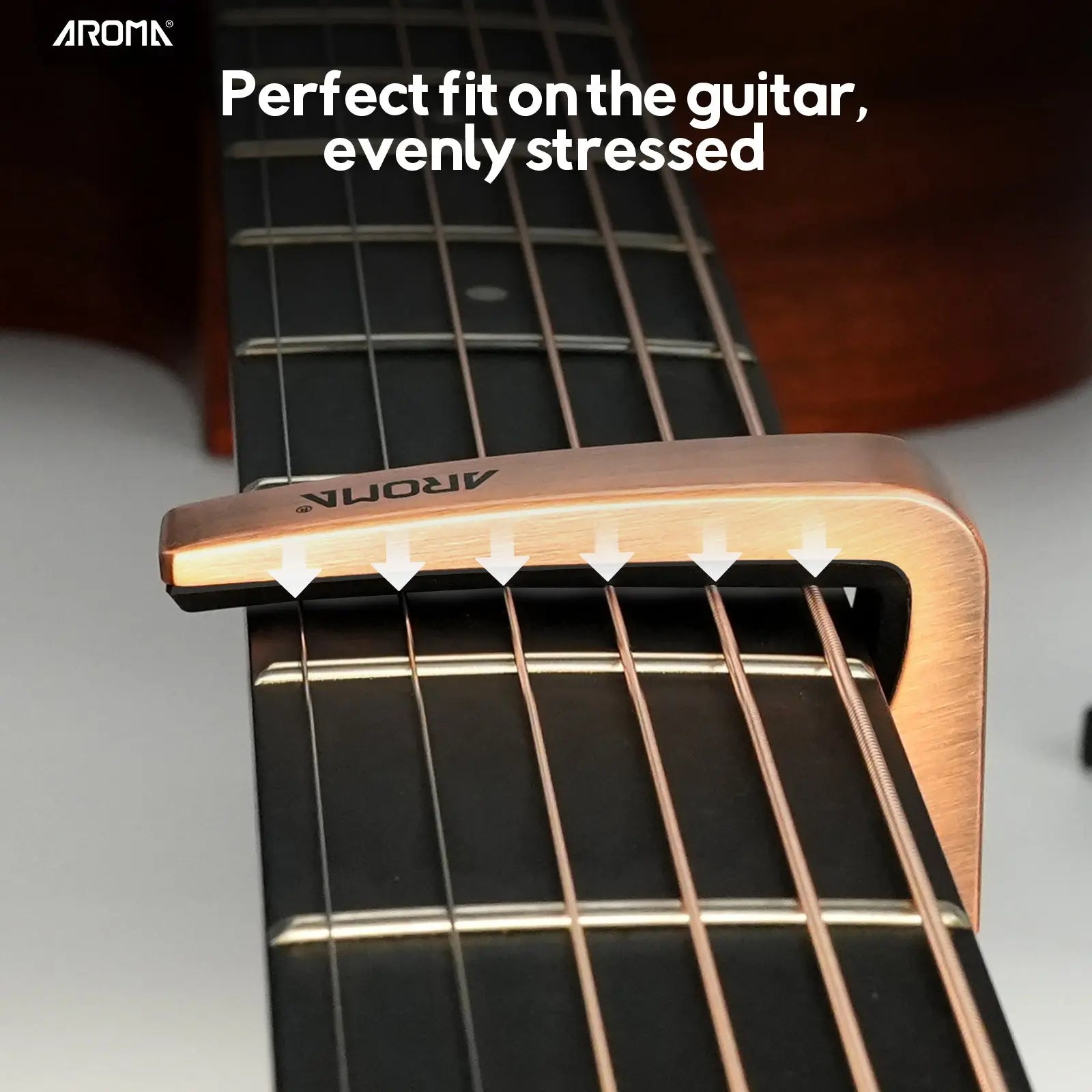 Aroma Professional Guitar Capo Adjustable Tension for 6 String Acoustic and Electric Guitar for Buzz Free Quick Release Zinc Alloy AROMA