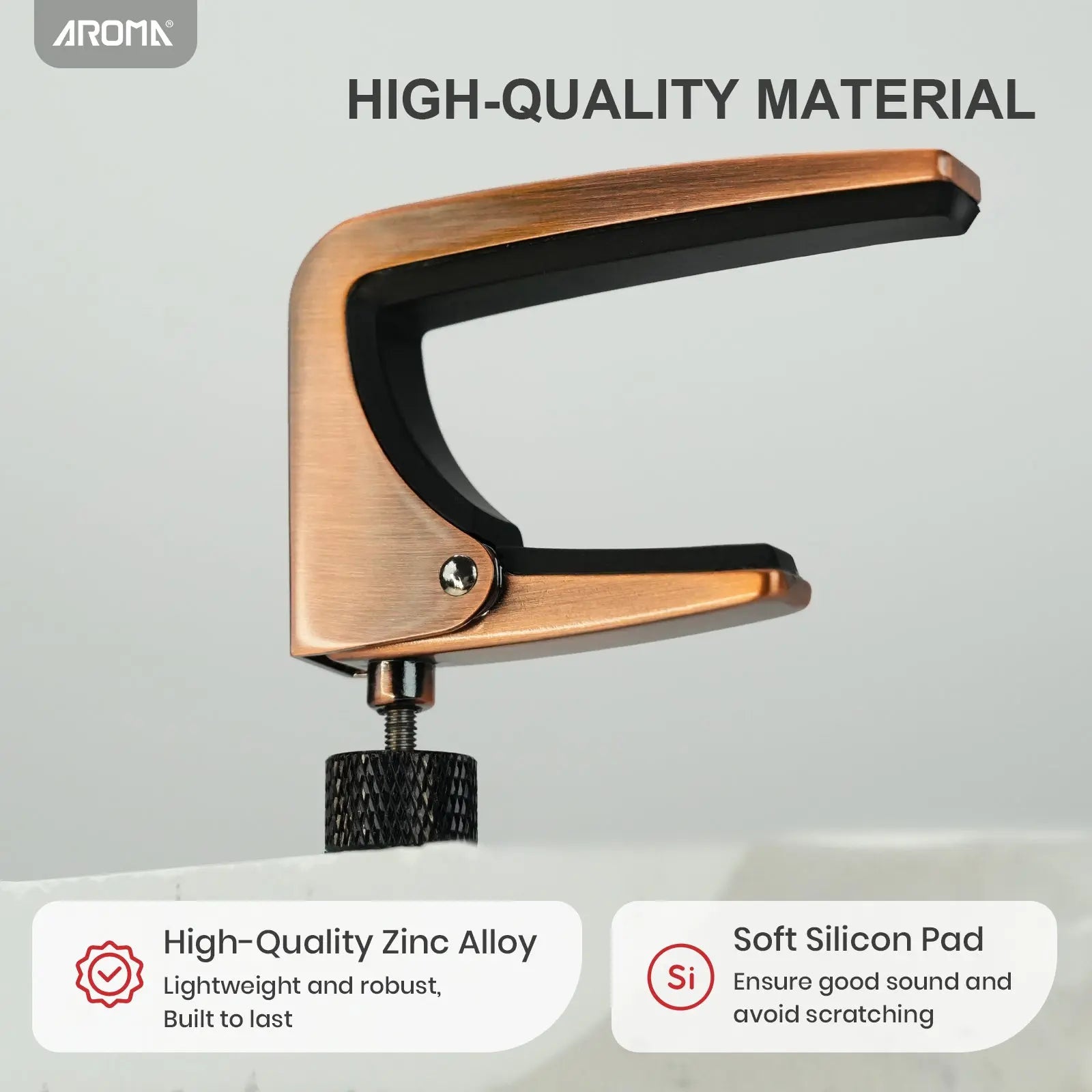 Aroma Professional Guitar Capo Adjustable Tension for 6 String Acoustic and Electric Guitar for Buzz Free Quick Release Zinc Alloy AROMA