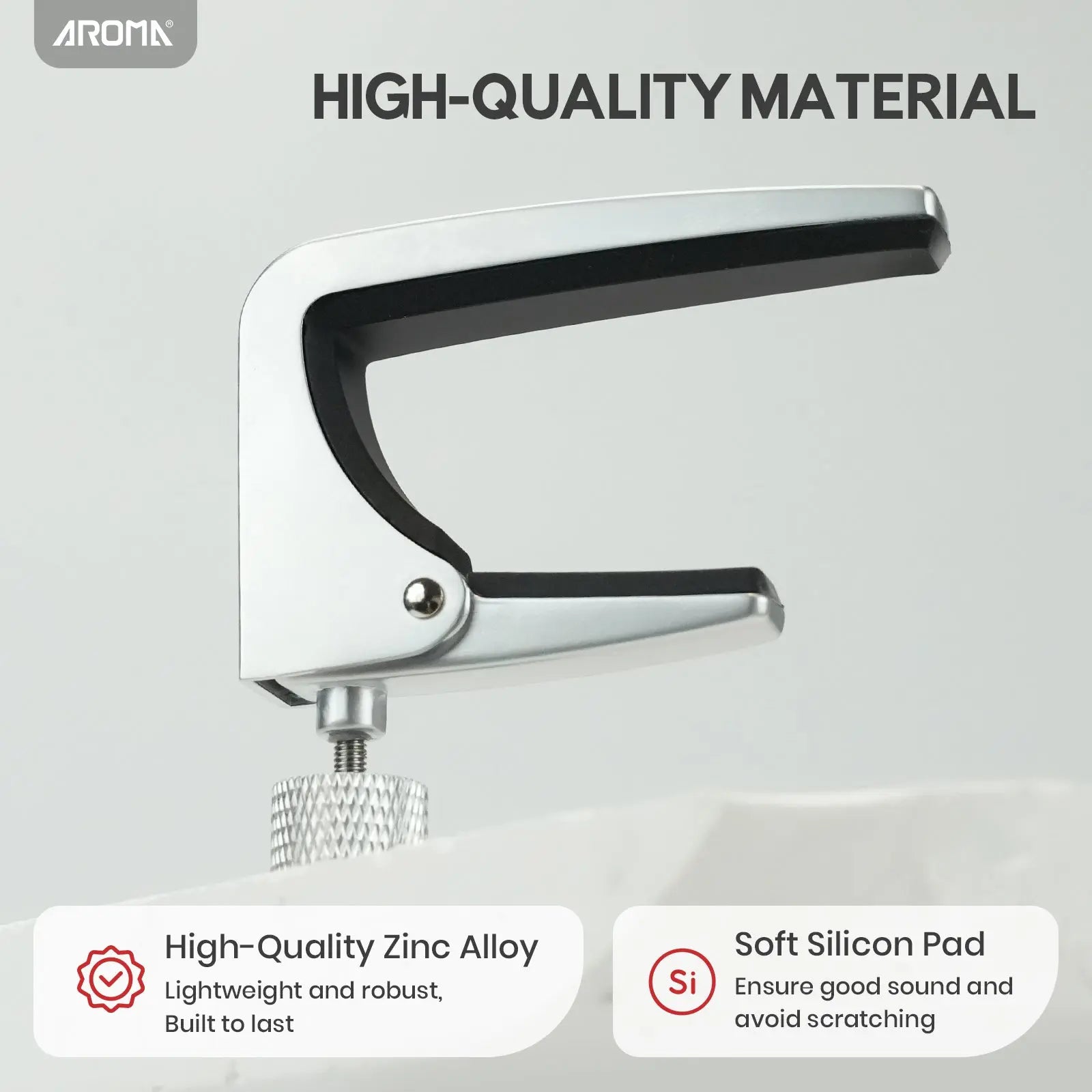 Aroma Professional Guitar Capo Adjustable Tension for 6 String Acoustic and Electric Guitar for Buzz Free Quick Release Zinc Alloy AROMA