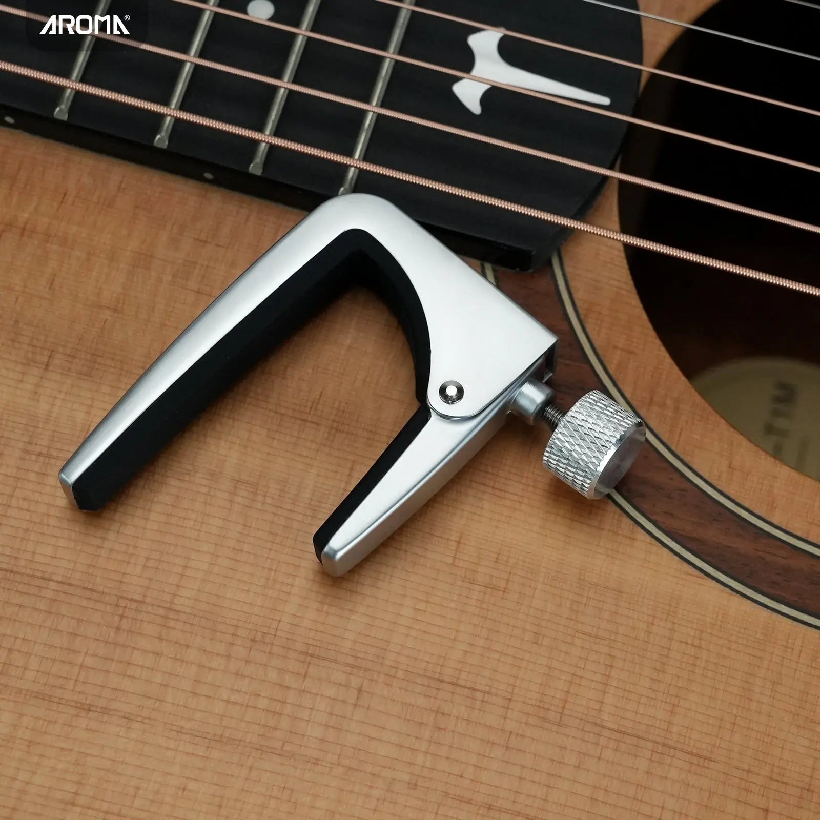 Aroma Professional Guitar Capo Adjustable Tension for 6 String Acoustic and Electric Guitar for Buzz Free Quick Release Zinc Alloy AROMA