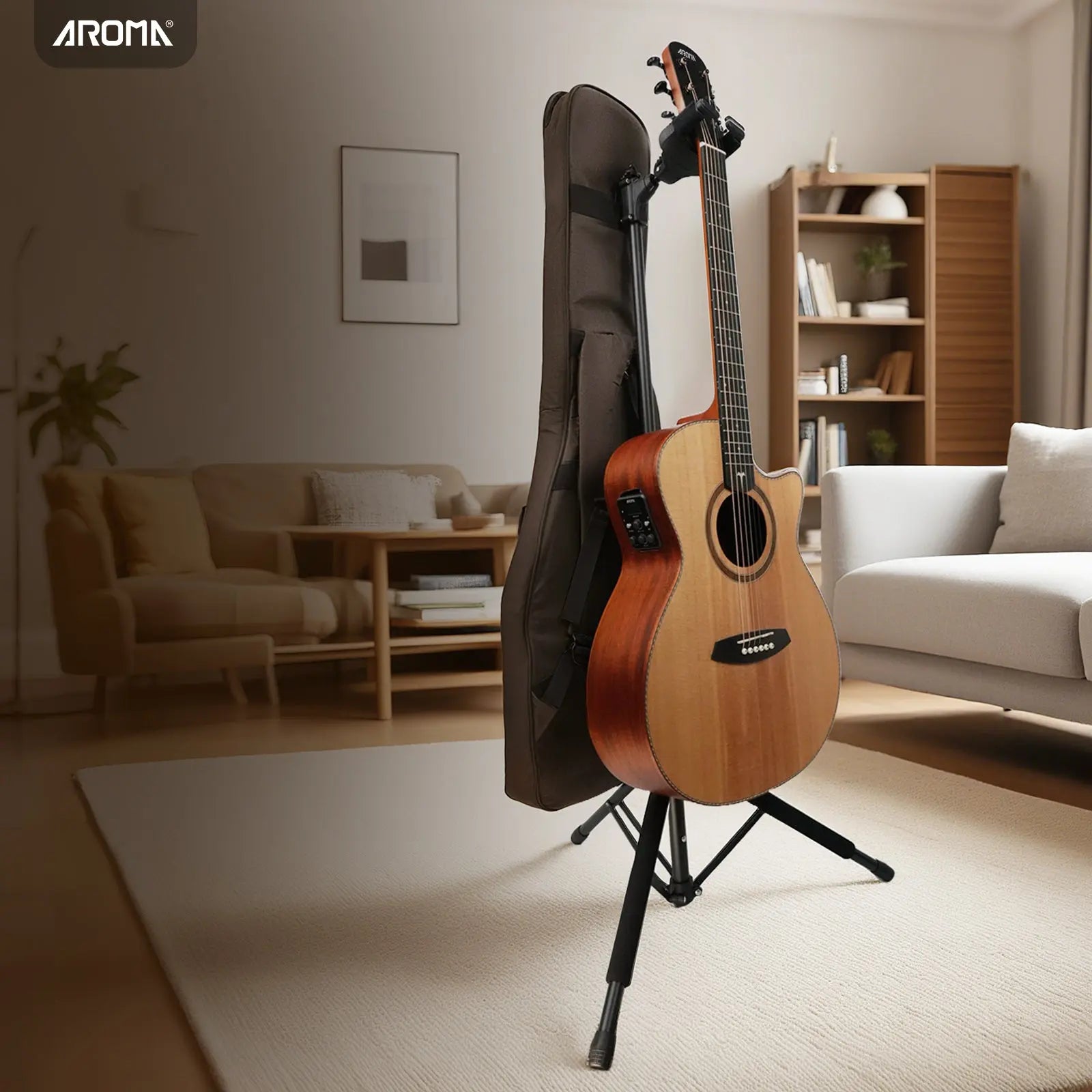 One-Guitar-Stand-Four-Perfect-Spaces-The-Ultimate-Guitar-Storage-Solution-for-Studio-Stage-and-Beyond Aroma Music