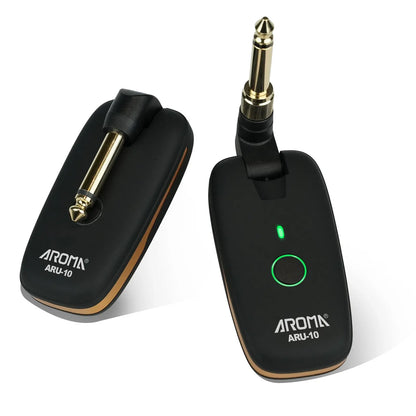Aroma UHF Wireless Guitar System Rechargeable Audio Wireless Guitar Transmitter Receiver Support 7 Channels for Guitar Bass Electric Musical Instruments AROMA