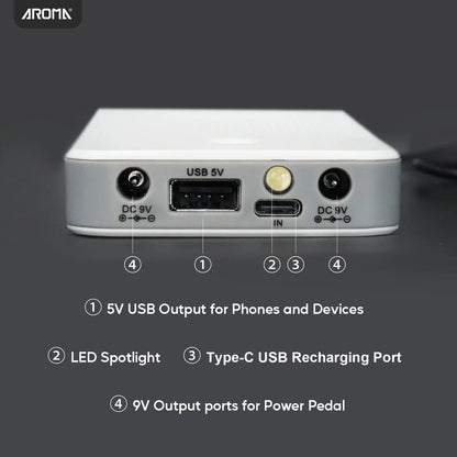 Aroma Guitar Pedal Battery Power Bank Supply Rechargeable with Built-In 10000mAh for 9V Effect Pedal and More Devices AROMA