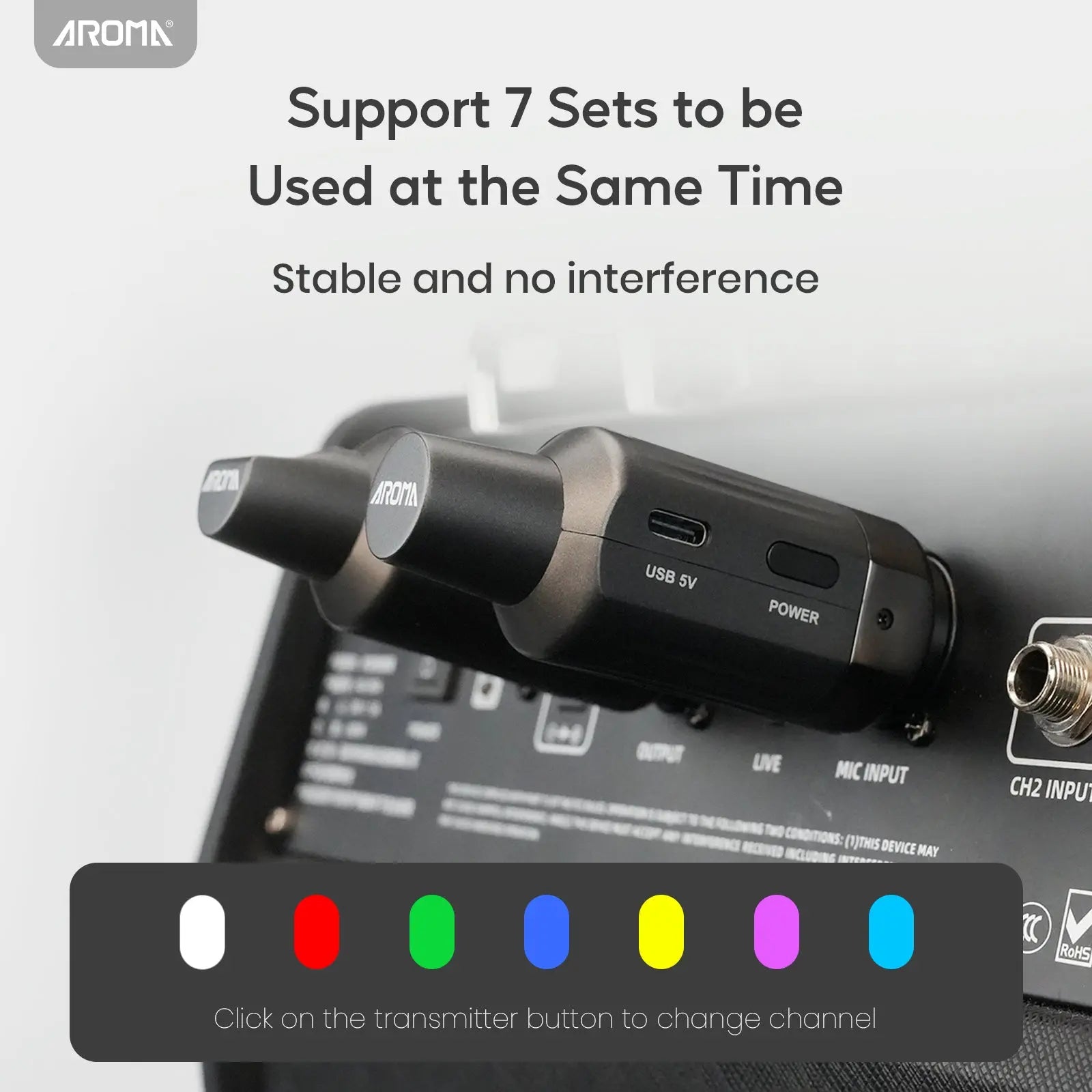 Aroma Wireless XLR Microphone Audio Transmitter Receiver Rechargeable UHF Wireless Microphone System Stable Transmission for Dynamic Mics PA Mixer AROMA