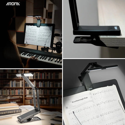 Aroma Sheet Music Stand Light Clip On Rechargeable with Adjustable Angle Piano Lamp with 2 Brightness for Musician Player Reading AROMA