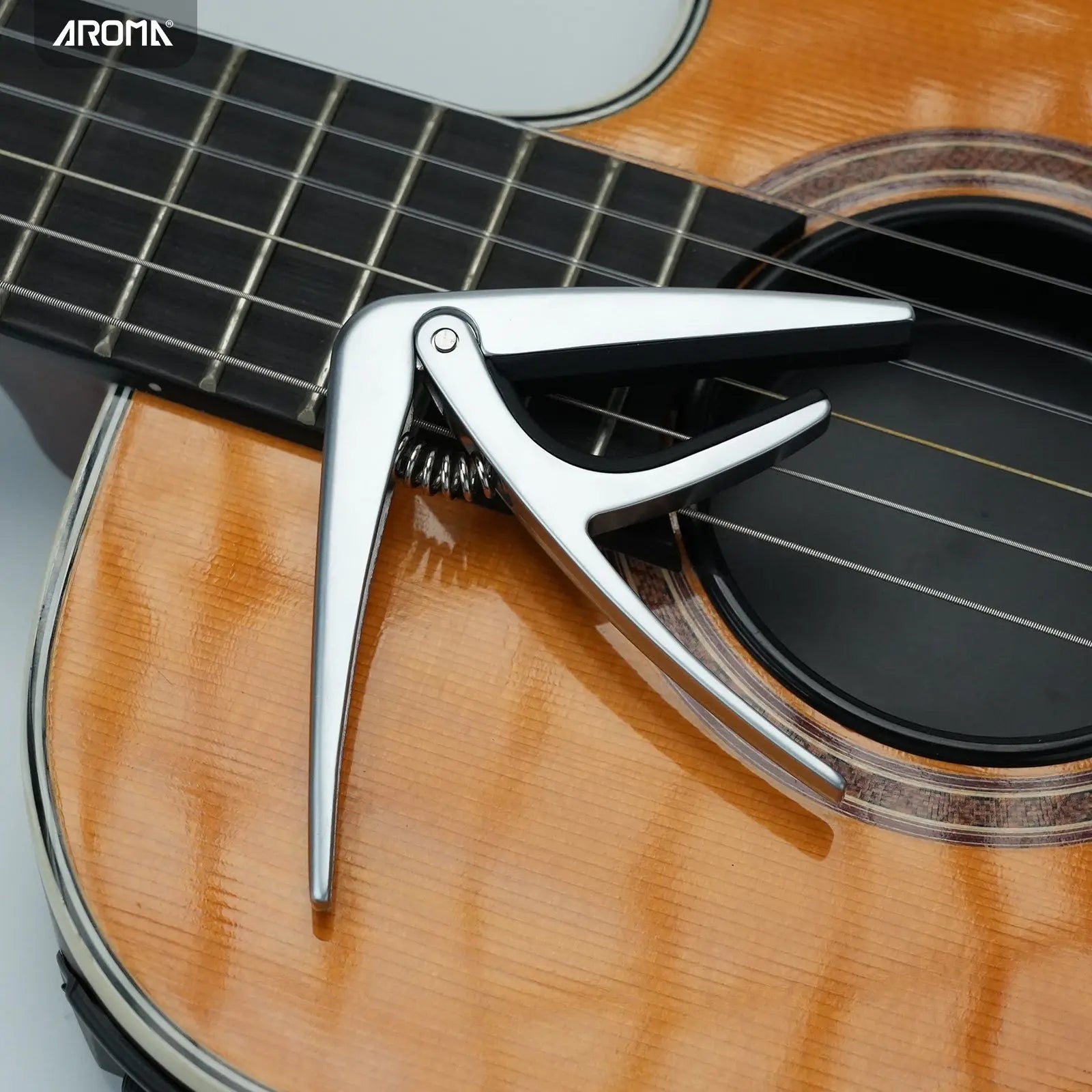 Aroma Guitar Capo for Classical Guitars with Steel Spring Trigger One Hand Quick Release Capo for Nylon Strings Wide Neck Guitars AROMA