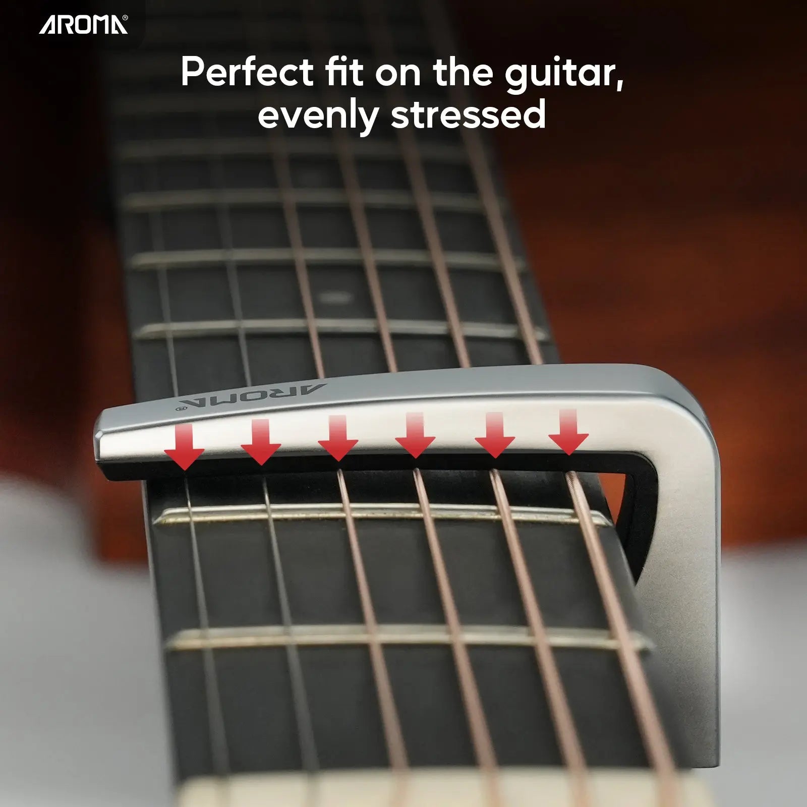 Aroma Professional Guitar Capo Adjustable Tension for 6 String Acoustic and Electric Guitar for Buzz Free Quick Release Zinc Alloy AROMA