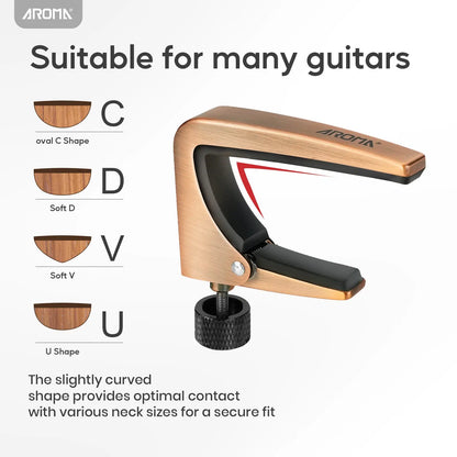 Aroma Professional Guitar Capo Adjustable Tension for 6 String Acoustic and Electric Guitar for Buzz Free Quick Release Zinc Alloy AROMA